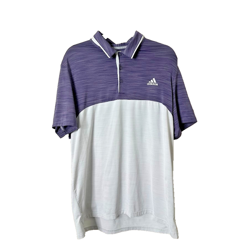Adidas Mens Golf Polo Shirt Large Purple Short Sleeve‎ Stretch Active Office